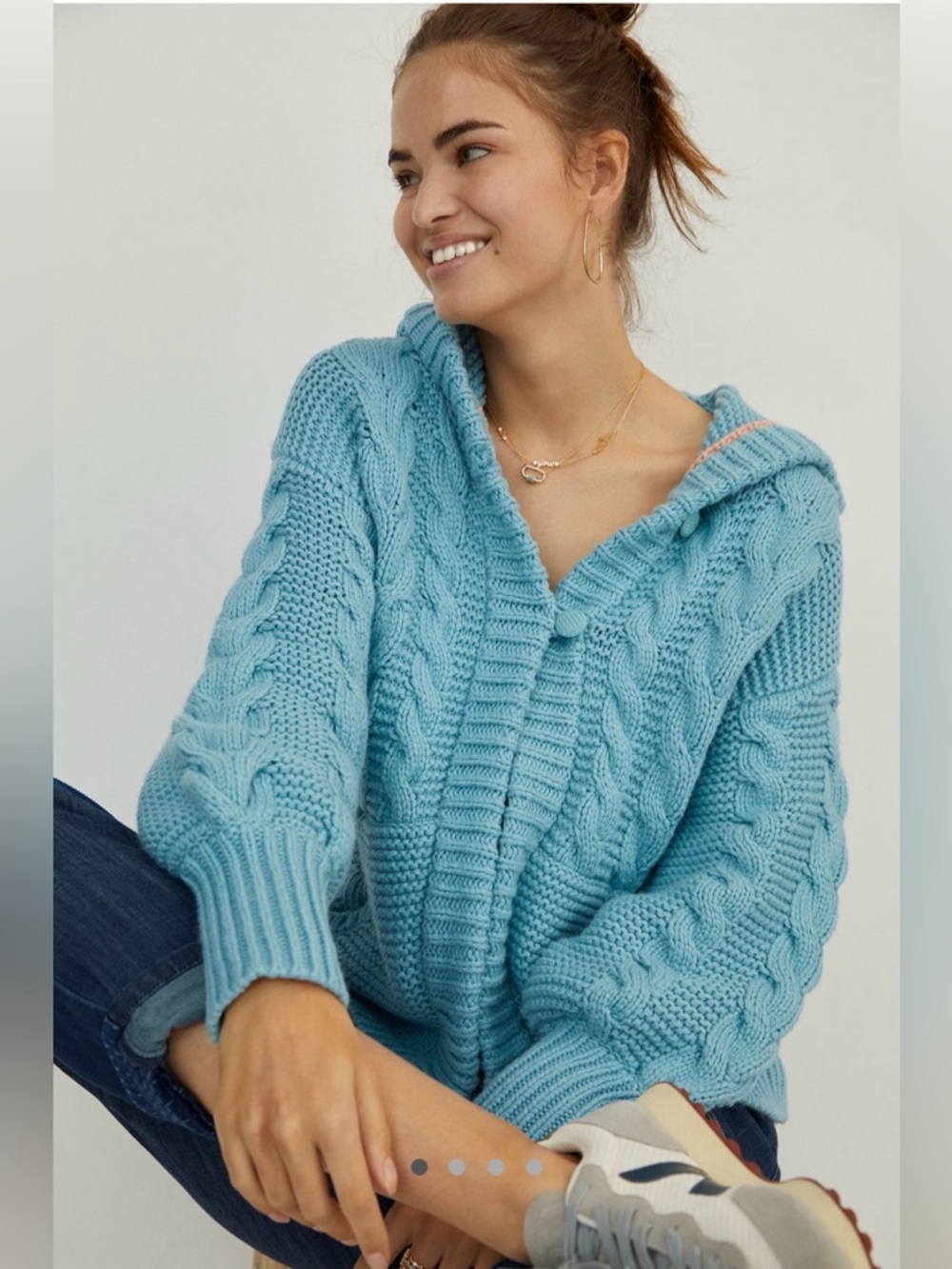 Anthropologie Anni Hooded Cable Knit Cardigan